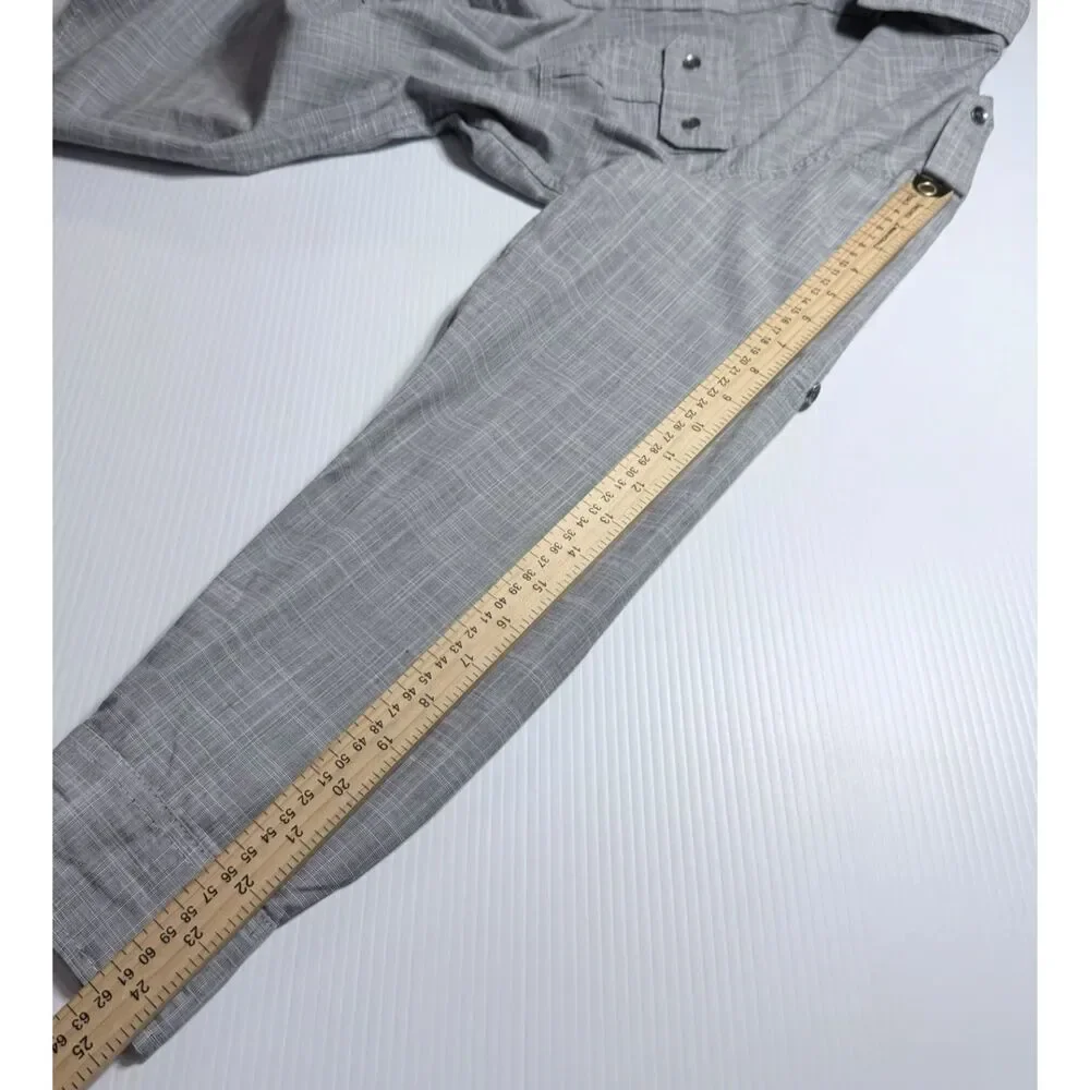 Rock Republic Shirt Mens M Gray Easy Care Roll Tab Sleeve Button Up Pockets